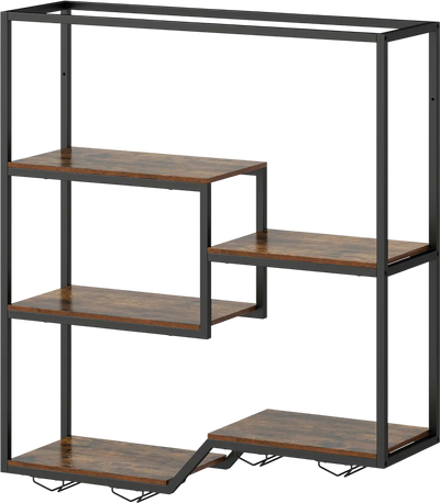 Costway 6-Tier Wall Mounted Wine Rack Bar Shelf Glass Holder 94489915 New