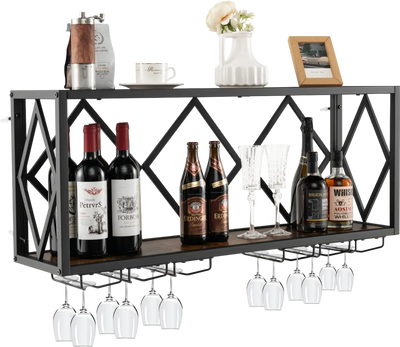Costway Wall Mounted Wine Rack 39 Bottle 12 Glass 56718342 New