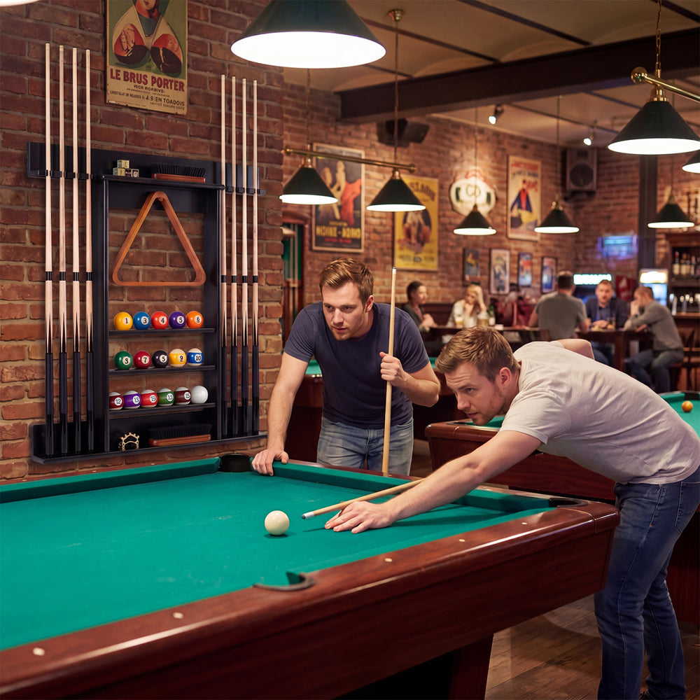 Wall-mounted Billiards Pool Cue Rack Only-Black - Gallery View 1 of 10