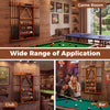 Wall-mounted billiards pool cue rack in brown, made of solid pine wood, suitable for game rooms, bars, and clubs.