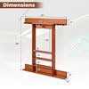 Wall-mounted billiards pool cue rack in brown, made of solid pine wood, featuring storage for 8 cues and 15 balls.