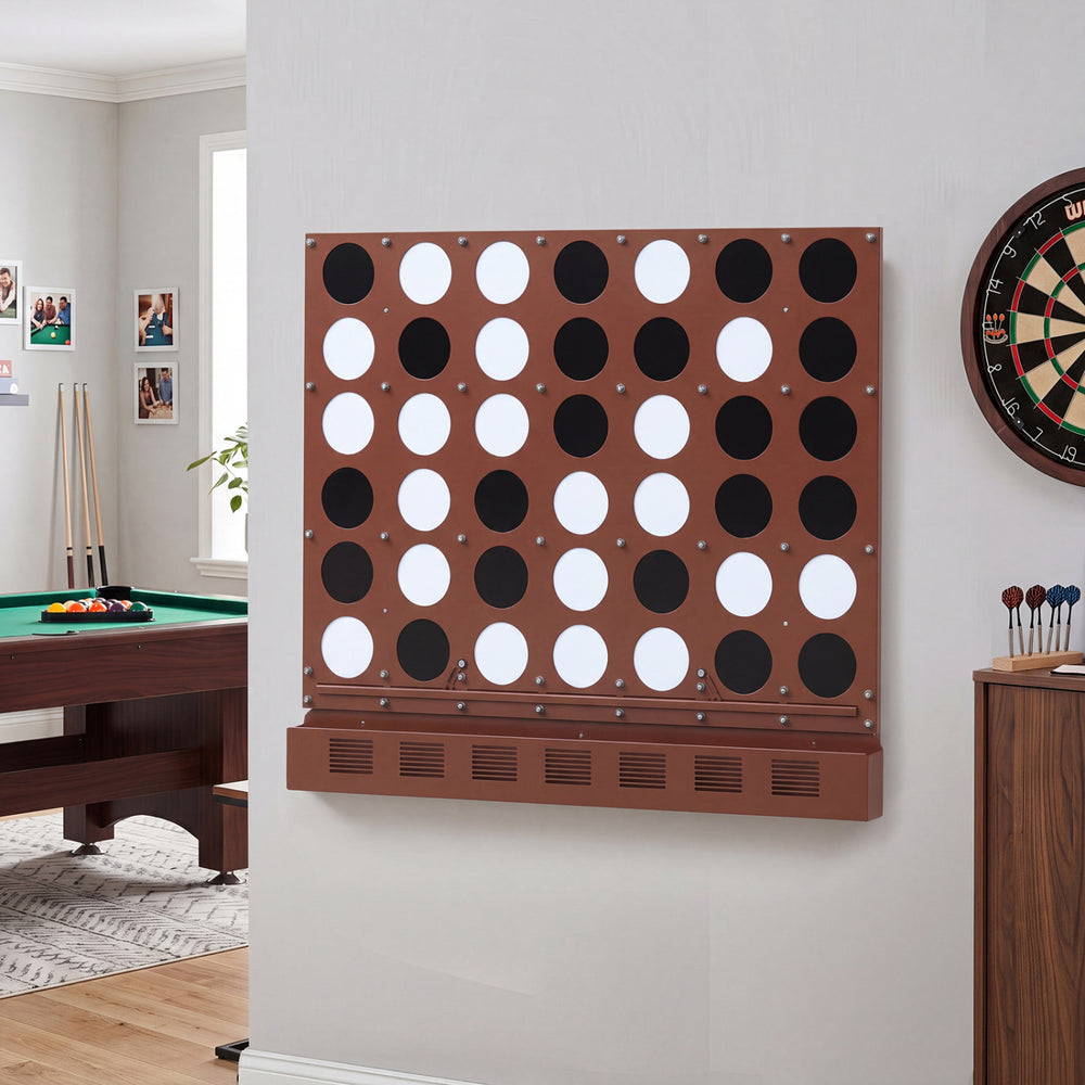 Wall-mounted Jumbo 4-in-a-Row Game with Acrylic Discs-Walnut - Gallery View 1 of 10