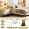Wall-mounted nightstand in white with RGB LED lights, charging station, and adjustable foot pads for bedroom.