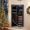 Wall-mounted jewelry cabinet in black with full-length mirror, LED lights, and generous storage for organized.