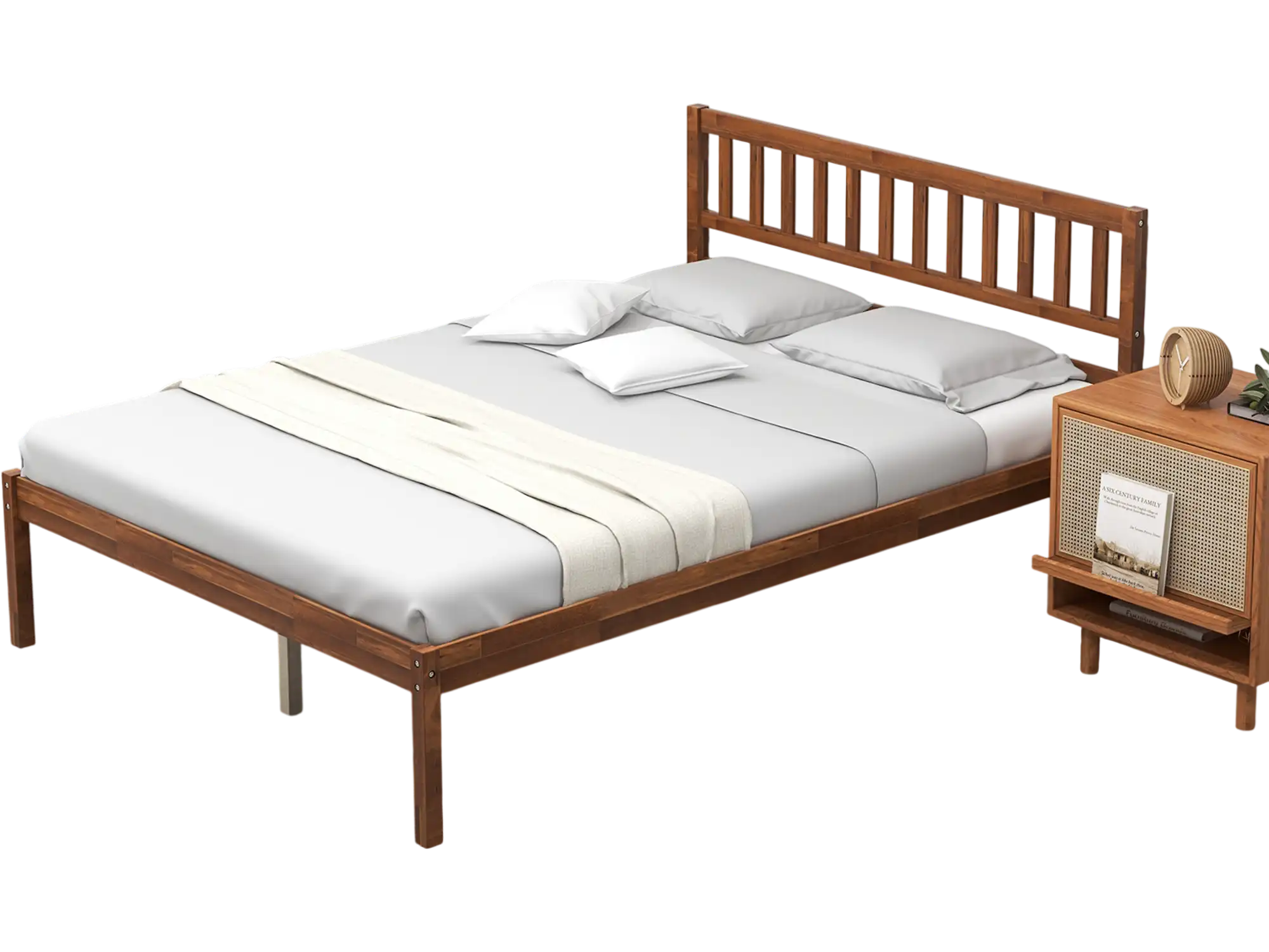 Costway Wood Bed Frame with Headboard & Slat Support Full 21985743 New