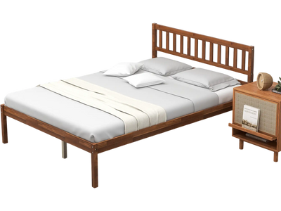 Costway Wood Bed Frame with Headboard & Slat Support Full 21985743 New