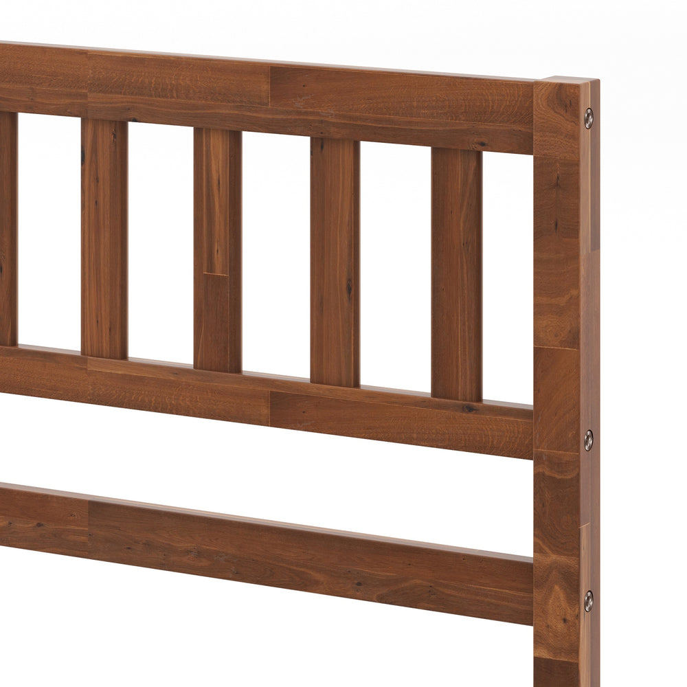 Wood bed frame headboard in a rich finish, designed for twin/full/queen sizes with sturdy slat support and elegant.