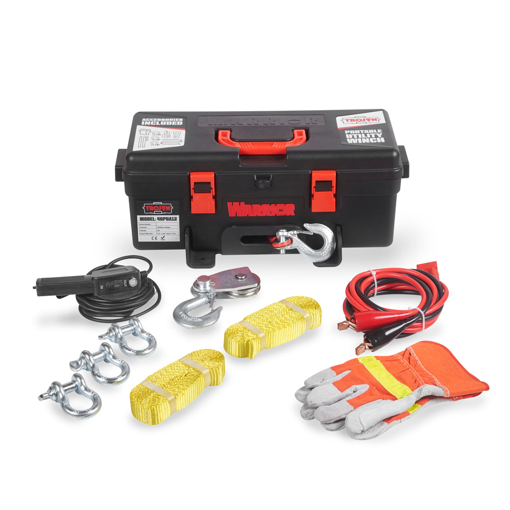 Warrior Winches Trojan Portable Utility Winch 4000 Lbs 12-Volt Synthetic Rope New