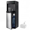 3-in-1 bottom loading water dispenser with ice maker, featuring hot and cold water, and easy bottle replacement.