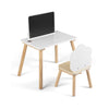 Weaning table and chair set with chalkboard, solid pine wood legs, ideal for playtime and drawing activities.