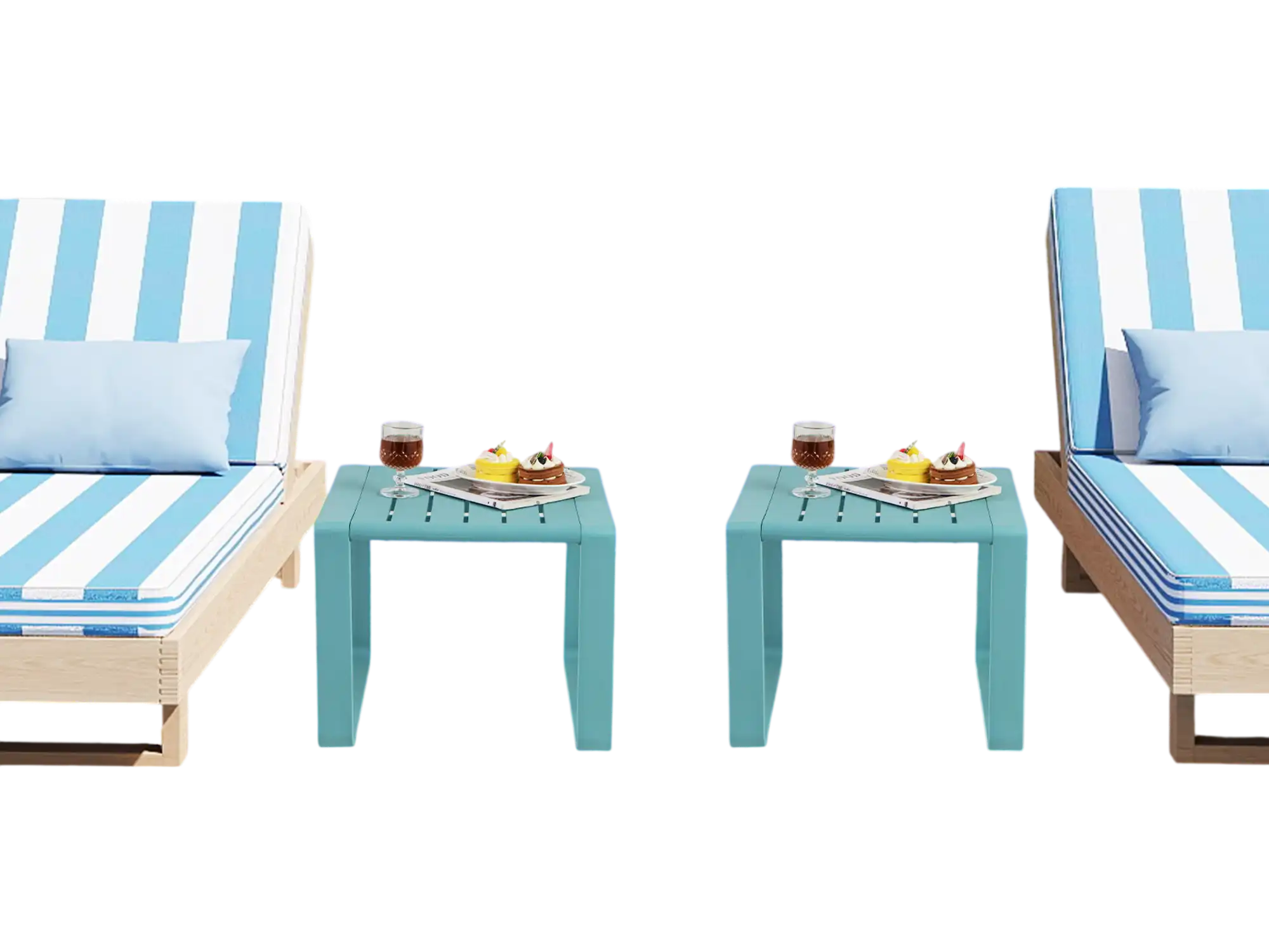 Costway Weather Resistant Adirondack Outdoor Side Table Set of 2 Blue 612398574 New
