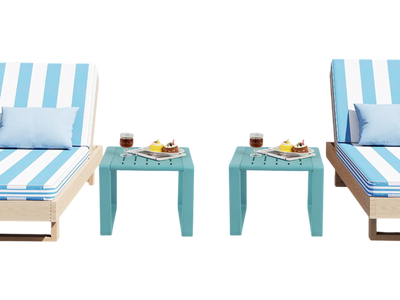 Costway Weather Resistant Adirondack Outdoor Side Table Set of 2 Blue 612398574 New