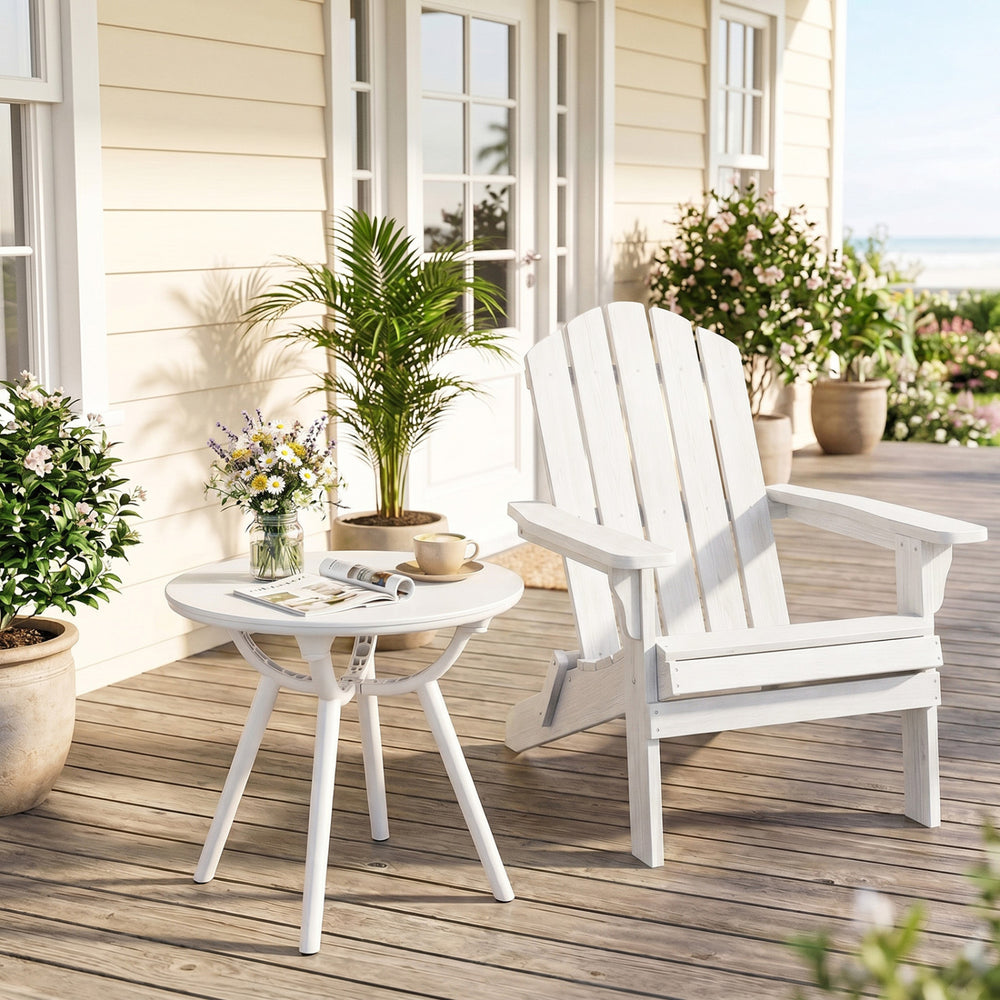 Weather-resistant circular small end table with 20" round tabletop, ideal for poolside or balcony use.