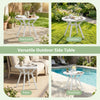 Weather-resistant circular small end table with a 20" round tabletop, perfect for poolside or patio use.
