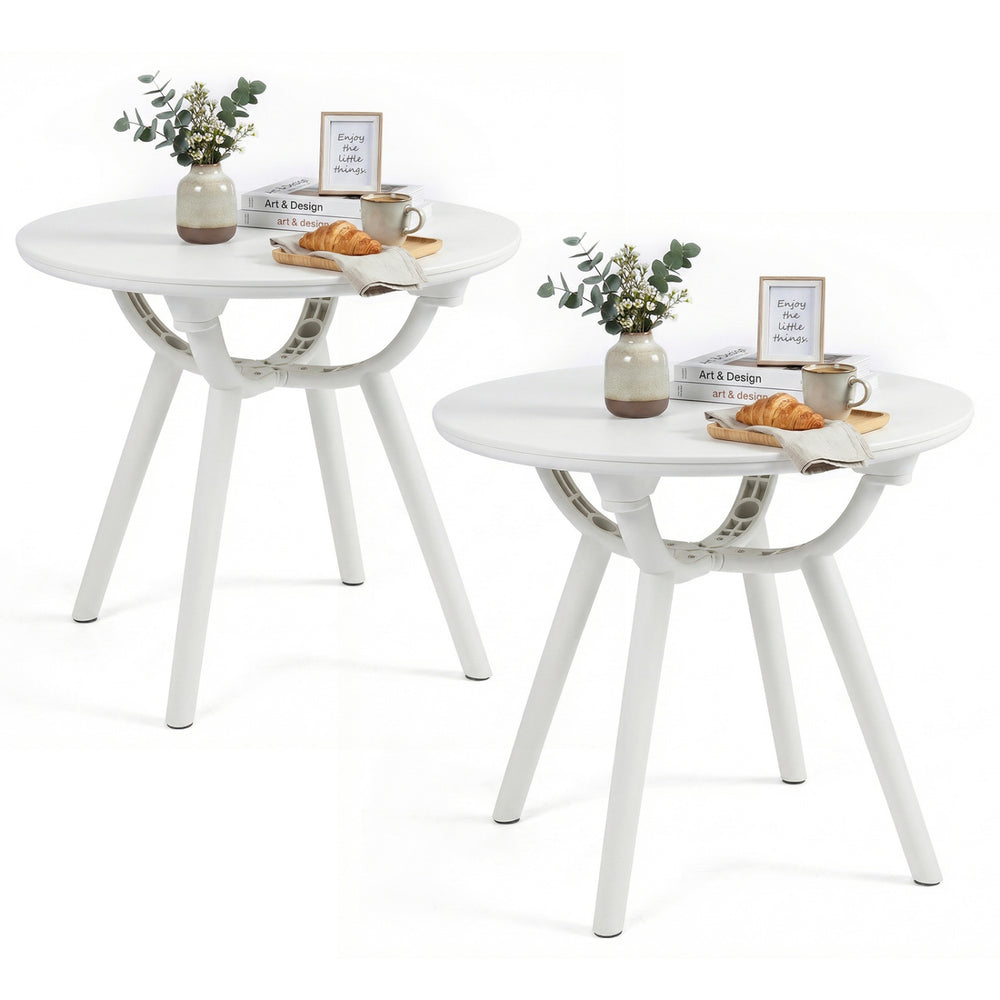 Weather-Resistant Circular Small End Table for Poolside and Balcony-set of 2 - Gallery View 1 of 10