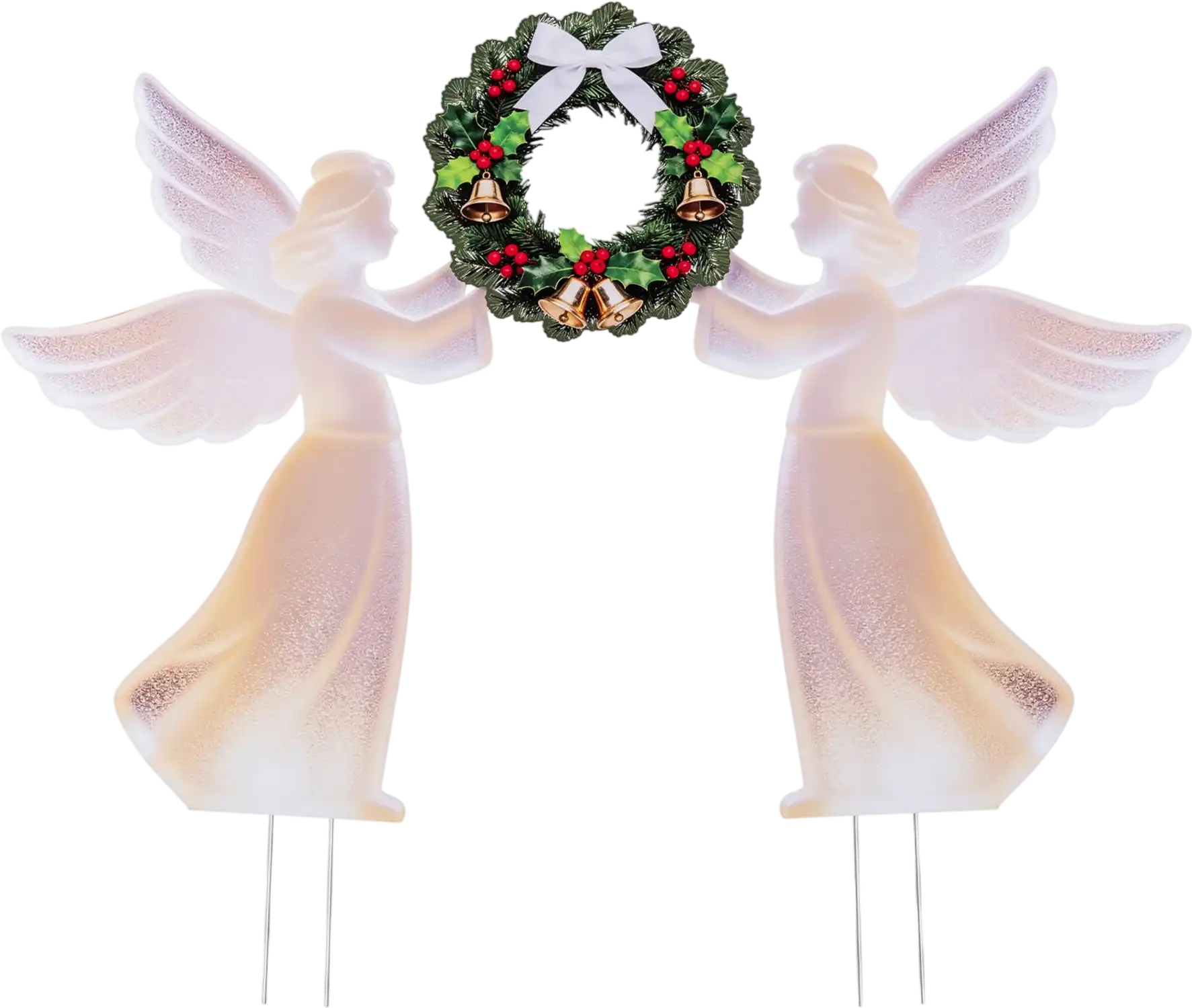 Costway Weather-Resistant PVC Christmas Angel Wreath Decor Set 29755637 New