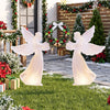 Two gradient warm pink Christmas angel decorations with a matching wreath, perfect for outdoor holiday displays.
