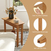 Narrow 2-tier end table in walnut with solid rubber wood legs and easy-to-clean tabletop, ideal for small spaces.