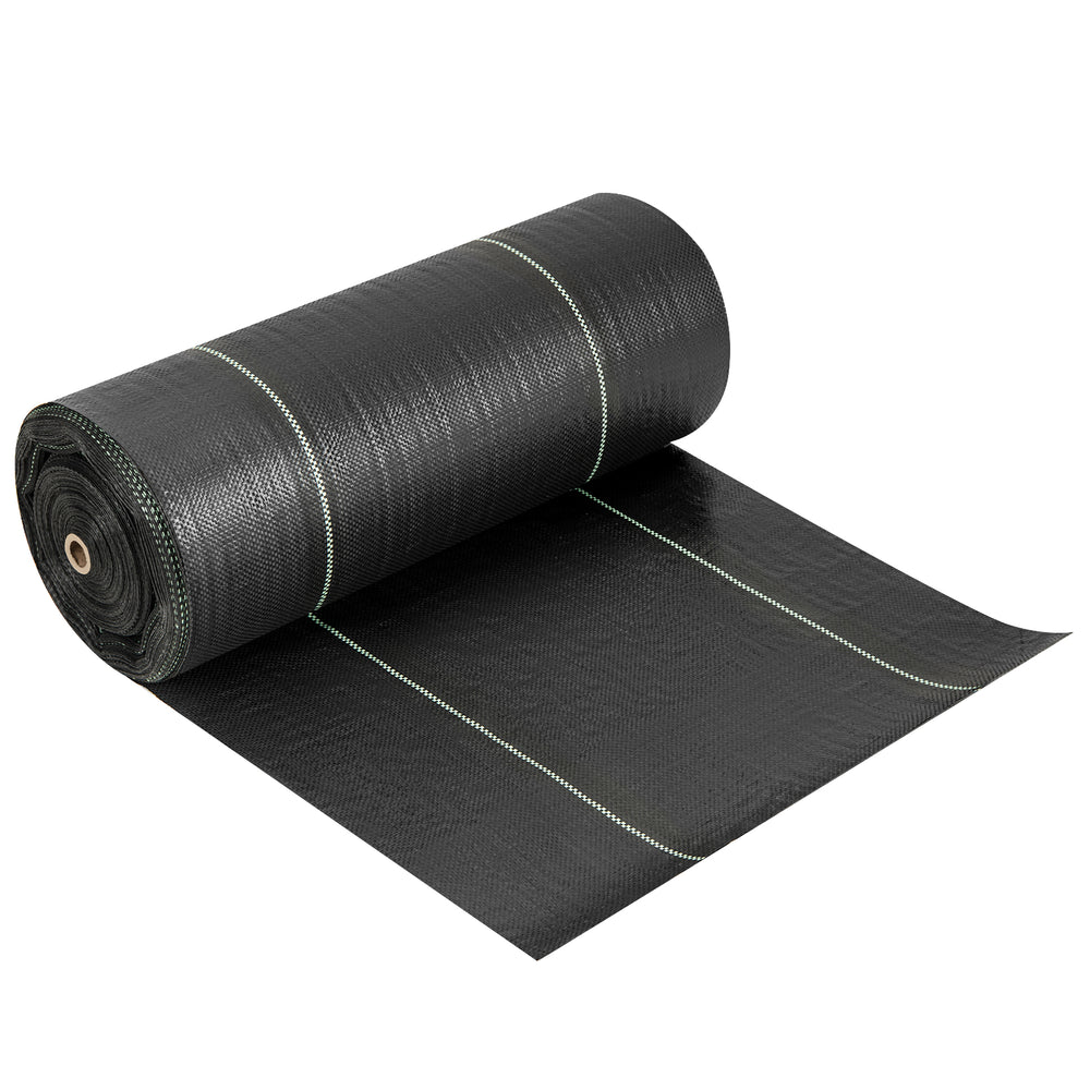 Weed barrier landscape fabric roll, 4 ft wide, lightweight and tear-resistant, ideal for gardens and pathways.