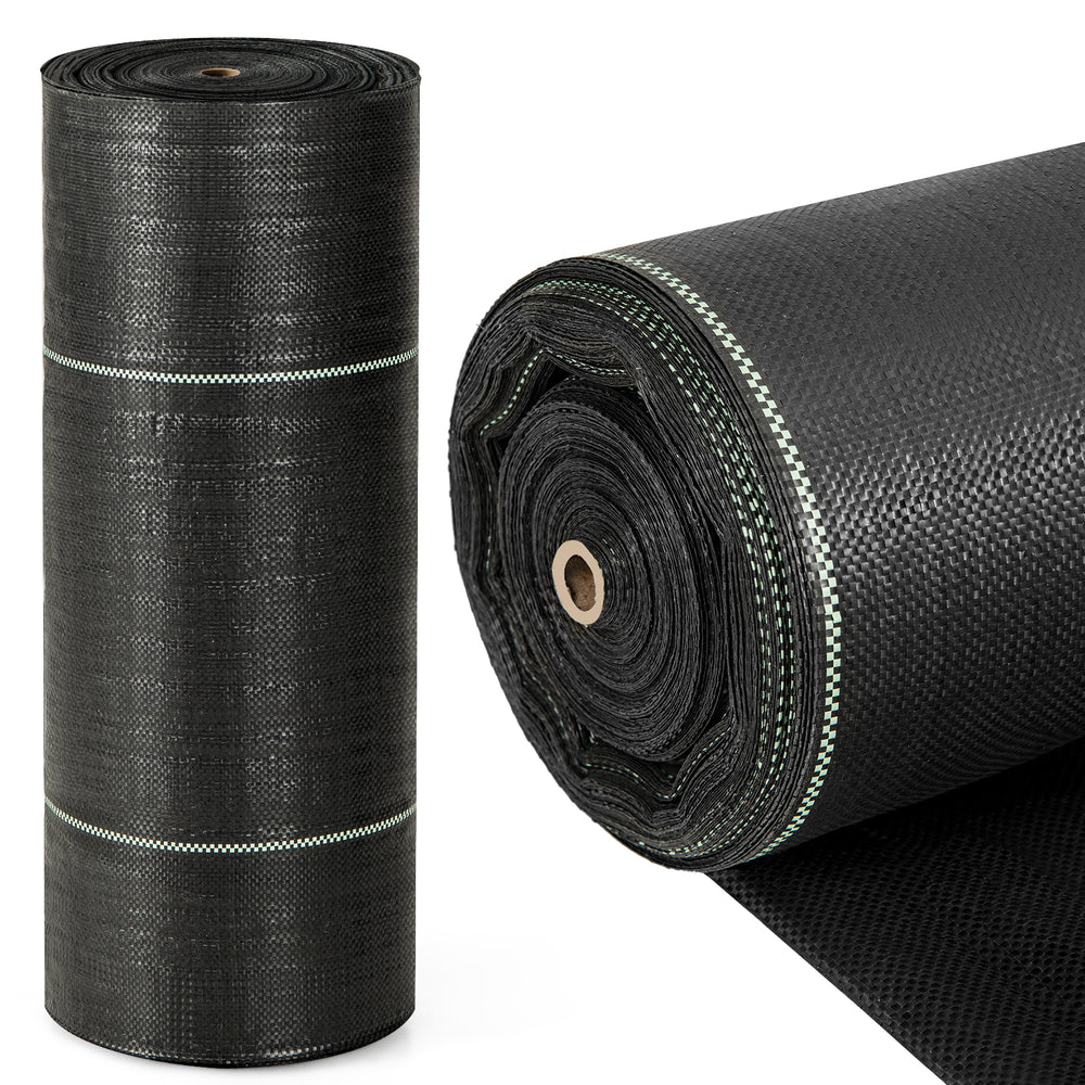 Weed barrier landscape fabric roll, 4 ft wide, eco-friendly, tear-resistant, ideal for gardens and pathways.
