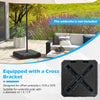 Weighted offset umbrella base with cross bracket, designed for umbrellas up to 10 ft, featuring fillable HDPE.