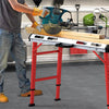 Welding table with sturdy metal frame, 42" x 21" galvanized top, and adjustable height for versatile project support.