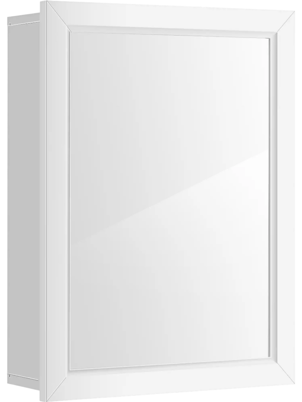 Wall mounted adjustable medicine storage mirror cabinet in gray finish, featuring a durable design and two-tier storage.