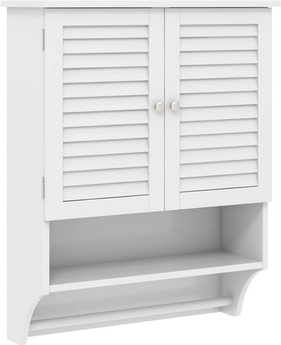 Costway Bathroom Wall-Mounted Medicine Cabinet w/ Towel Bar 2-Door 32945687 New