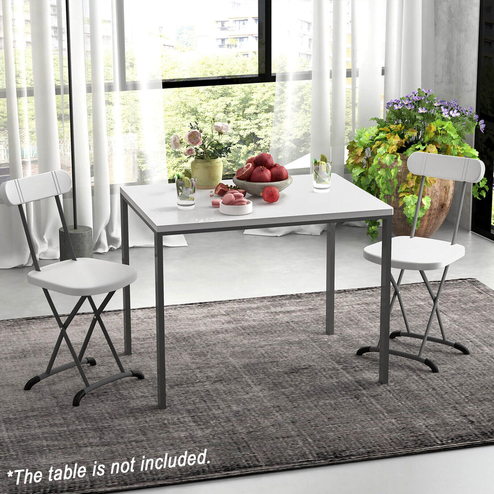 2 Pieces Outdoor Folding Chair Set with Sturdy Frame and Ergonomic Backrest-White - Gallery View 1 of 7