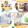 White 3-piece toddler table and chair set for kids, ideal for study, snacks, and arts in nursery or playroom.