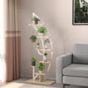 6-Tier 9 Potted Metal Plant Stand Holder Display Shelf with Hook-White - Gallery View 1 of 10