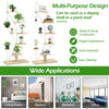 6-tier white metal plant stand with hooks, perfect for displaying potted plants in living rooms, balconies, or offices.
