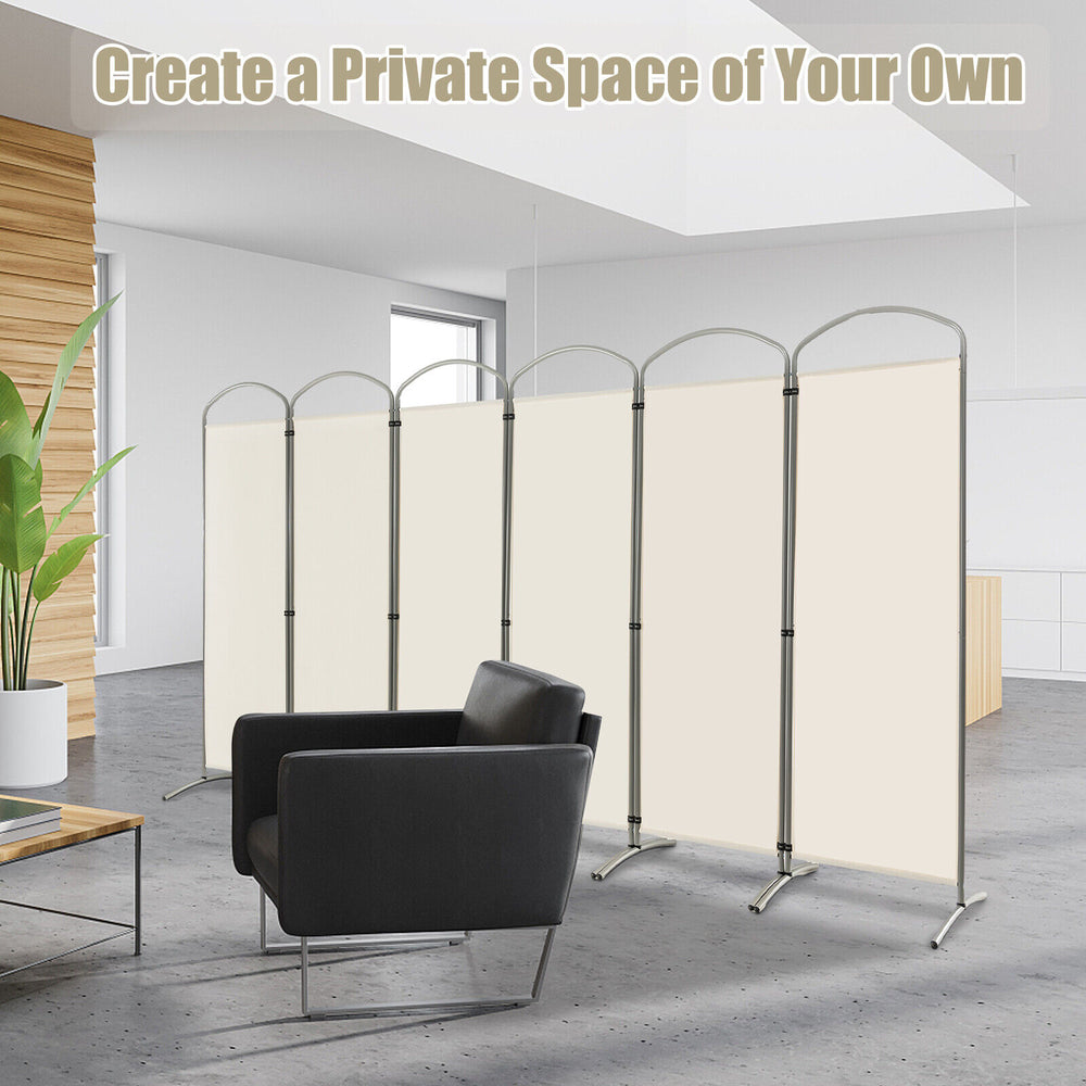 6 Feet 6-Panels Freestanding Folding Privacy Screen-White - Gallery View 1 of 10