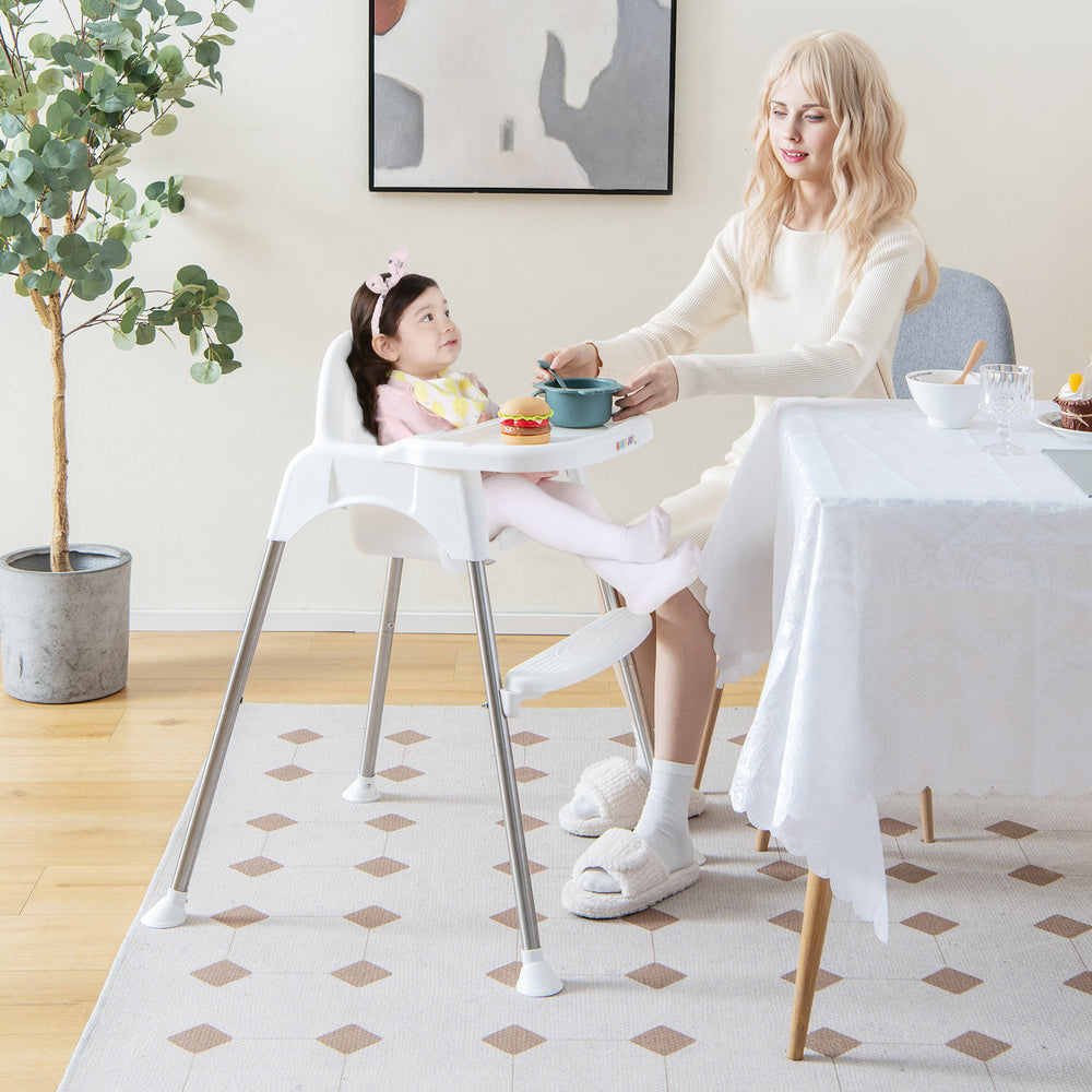 4-in-1 Convertible Baby High Chair with Removable Double Tray-White - Gallery View 1 of 10