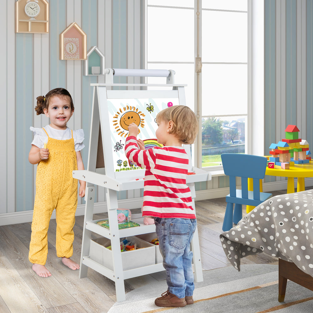 3-in-1 Double-Sided Storage Art Easel-White - Gallery View 1 of 10