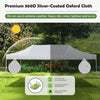 10x20 feet outdoor pop-up patio folding canopy tent in white, made of 300D silver-coated oxford cloth for sun.