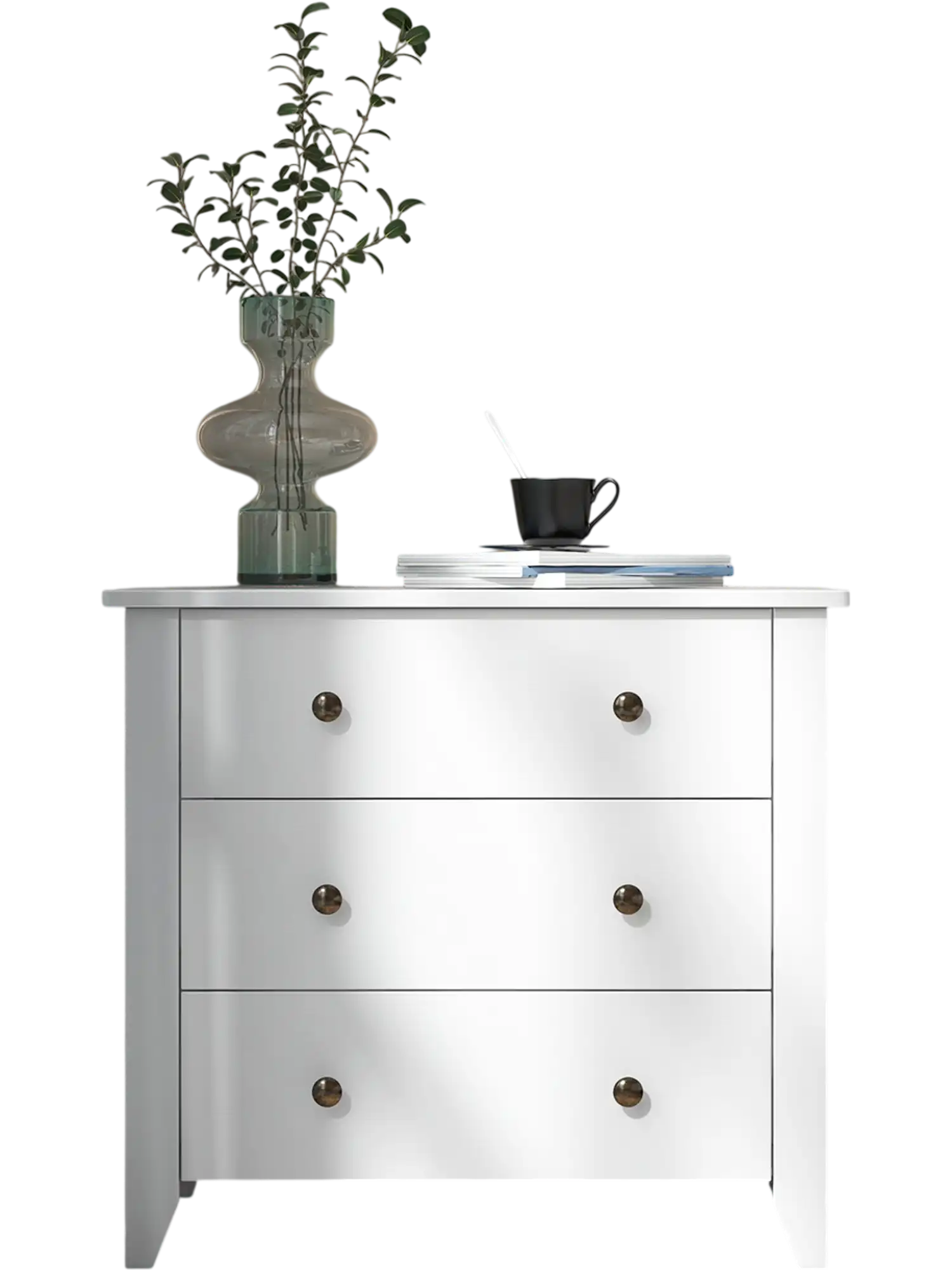 Costway 3 Drawer Dresser Chest Bedside Table White 82901567 New
