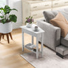 2-Tier Wedge Narrow End Table with Storage Shelf and Solid Wood Legs-White - Gallery View 1 of 8