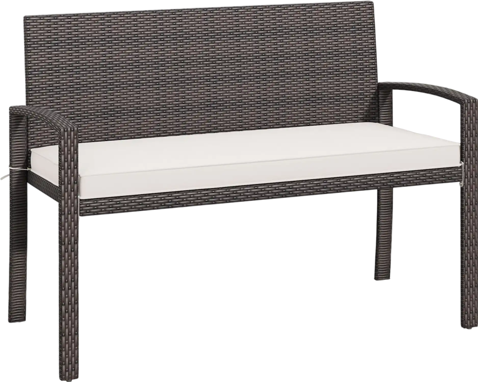 Costway Wicker 2-Seat Outdoor Bench with Cushion Metal Frame White 184652379 New