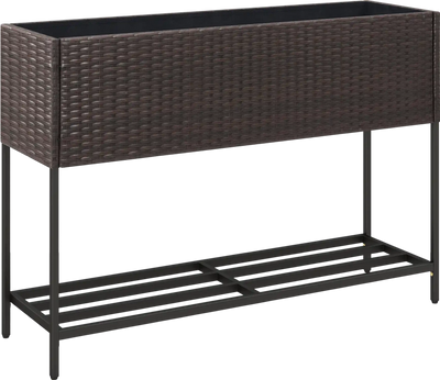 Costway Raised Wicker Garden Bed w/ Storage Shelf Removable Liner 90082872 New