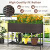 Wicker raised garden bed with storage shelf, made of non-fading PE rattan, ideal for flowers and easy maintenance.