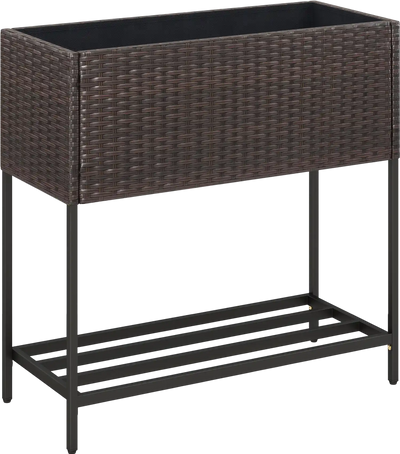 Costway Elevated Garden Planter w/ Rattan Finish Bottom Shelf 23357433 New