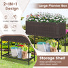 Wicker raised garden bed with storage shelf for flowers, vegetables, and herbs; features drainage gaps and removable.
