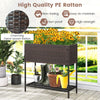 Wicker raised garden bed with storage shelf, made of high-quality PE rattan, perfect for growing flowers and herbs.