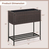 Wicker raised garden bed with storage shelf, 28"x26"x10.5", made of PE rattan for flowers and easy maintenance.