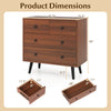 Wide wooden dresser with 4 drawers in walnut finish, featuring smooth metal slides and 6.5" floor clearance for easy.