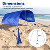 Portable navy beach tent canopy with 137 sq.ft coverage, accommodating 6-8 people for sun protection during gatherings.