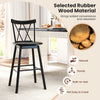 Windsor bar stool with ergonomic backrest, natural rubber wood, 29-inch height, perfect for kitchens and dining rooms.
