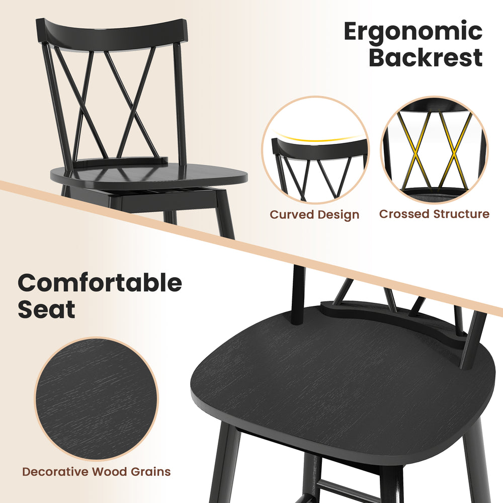 Windsor bar stool with ergonomic backrest and footrests, featuring a comfortable seat and natural rubber wood frame.