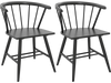 Windsor dining chair set of 2 in sleek black, featuring ergonomic backrest and sturdy rubber wood construction for.